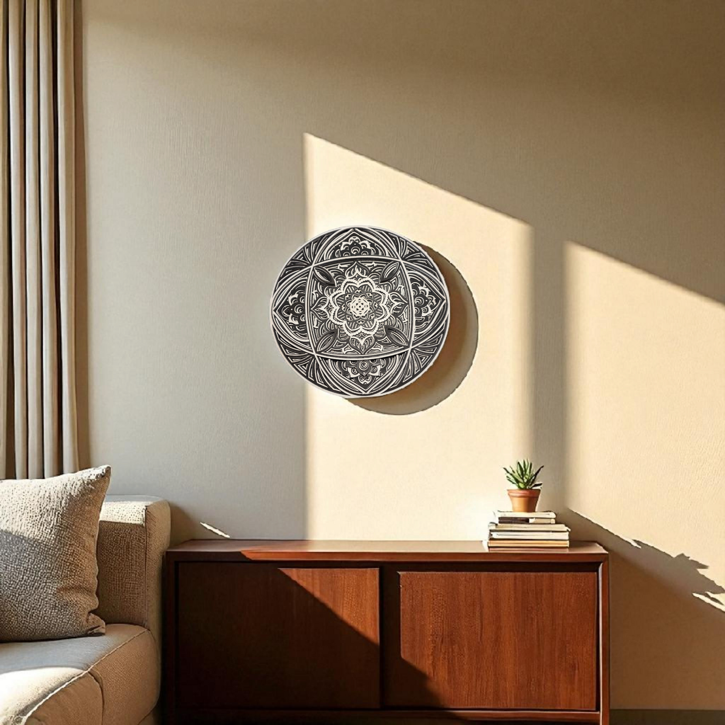 Multi-Layer Round Mandala Wall Art | Black & White Laser Cut Decor