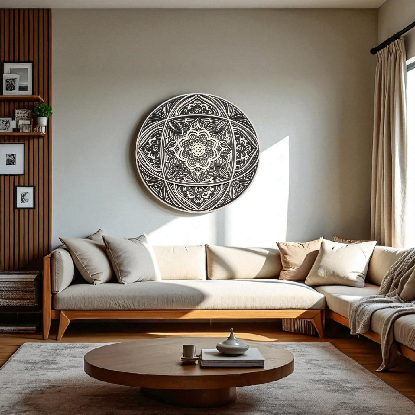 Multi-Layer Round Mandala Wall Art | Black & White Laser Cut Decor