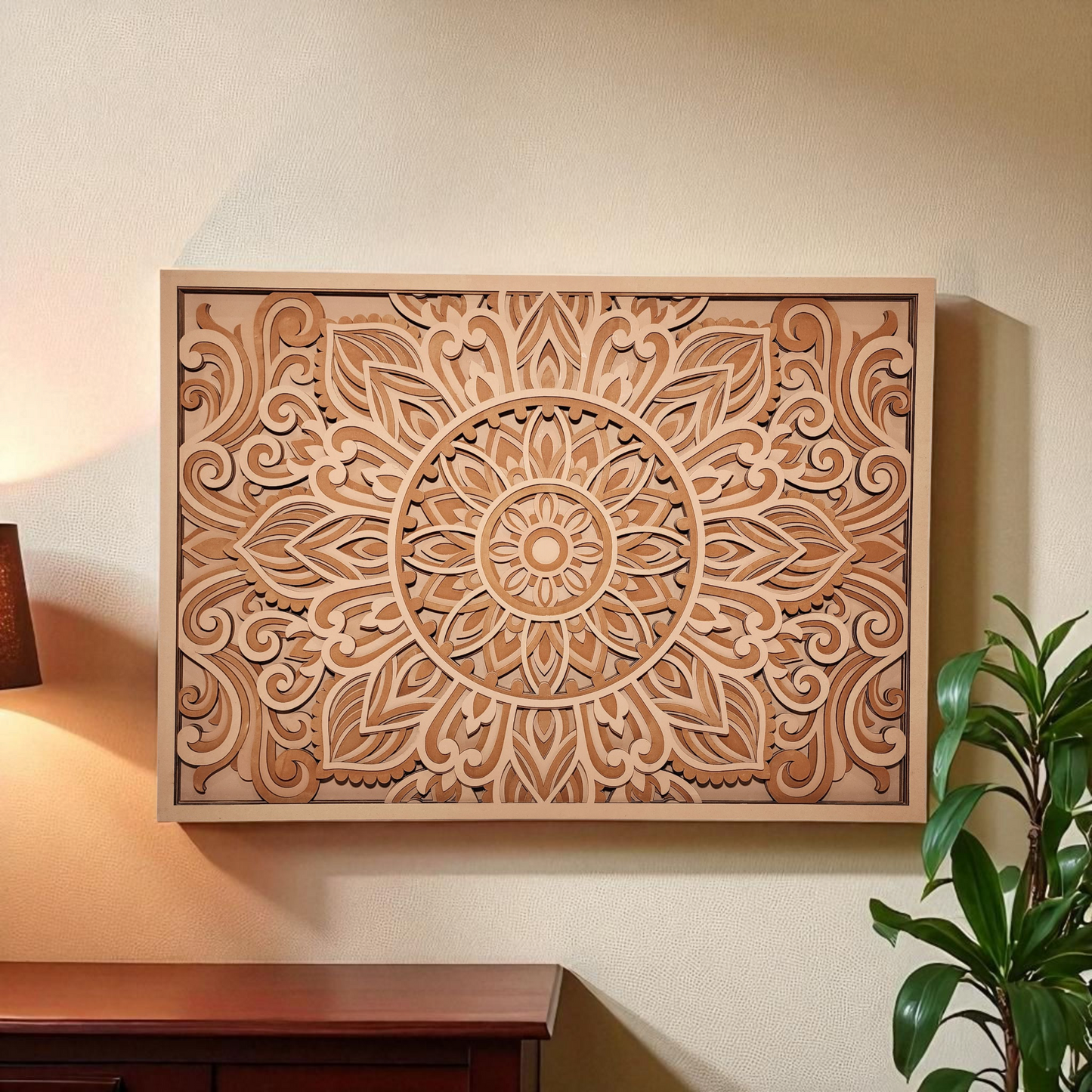 Rustic Multi-Layer Mandala Wall Art| 3D Laser Cut Decorative Piece