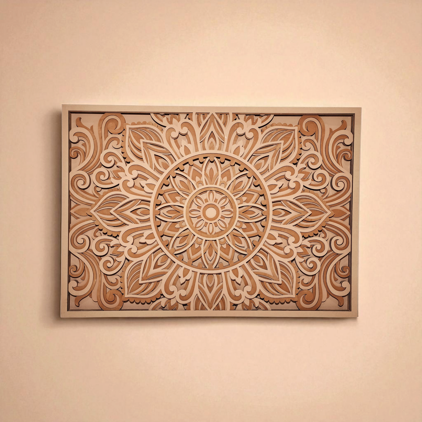 Rustic Multi-Layer Mandala Wall Art| 3D Laser Cut Decorative Piece
