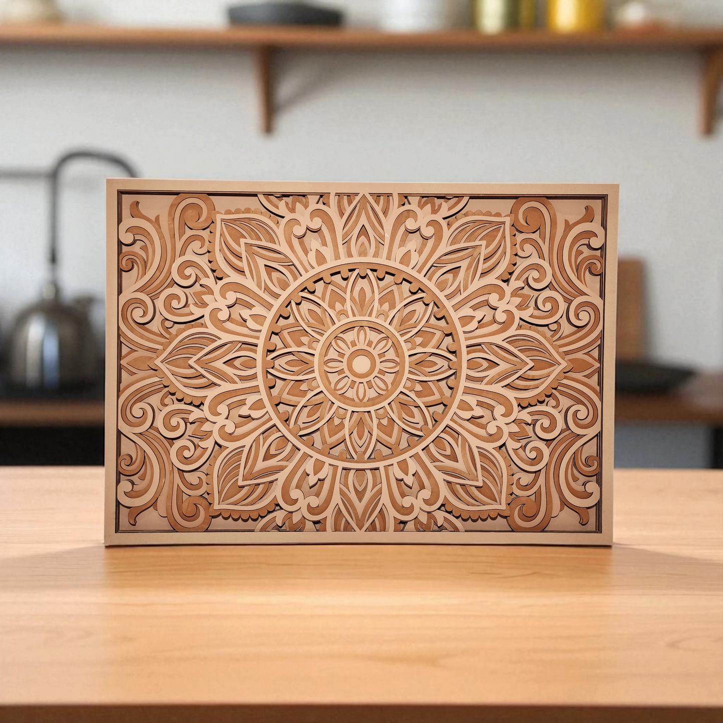 Rustic Multi-Layer Mandala Wall Art| 3D Laser Cut Decorative Piece