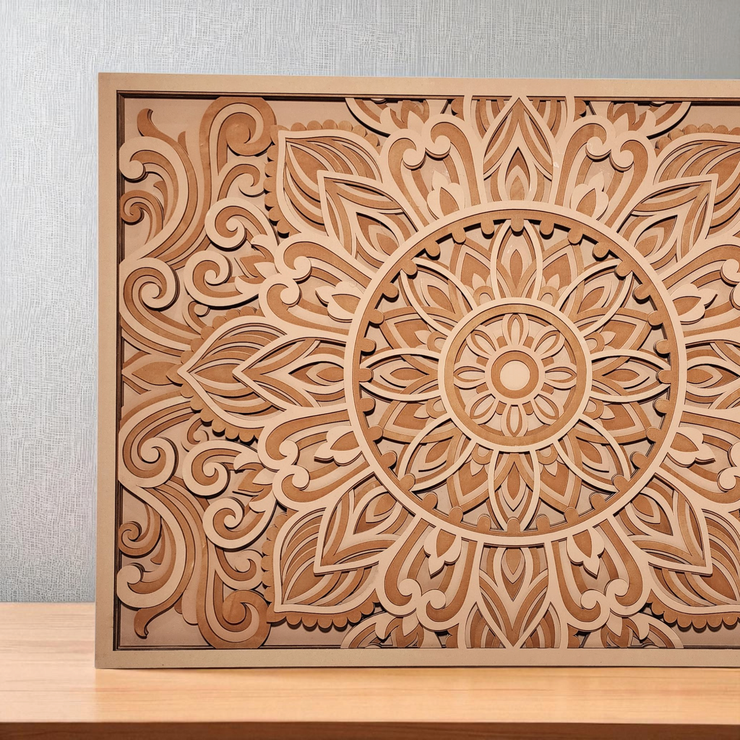 Rustic Multi-Layer Mandala Wall Art| 3D Laser Cut Decorative Piece