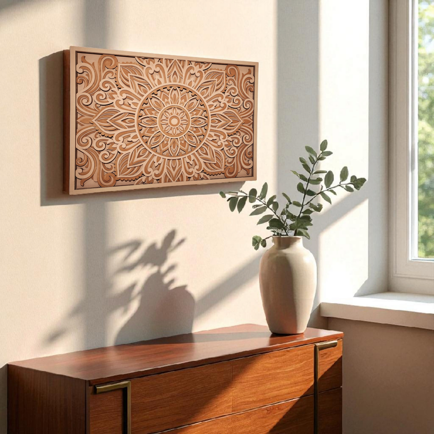 Rustic Multi-Layer Mandala Wall Art| 3D Laser Cut Decorative Piece