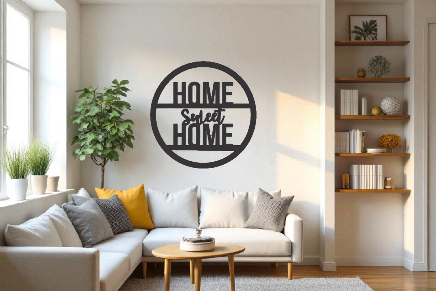 Red Round “Home Sweet Home” Laser Cut Wall Decor