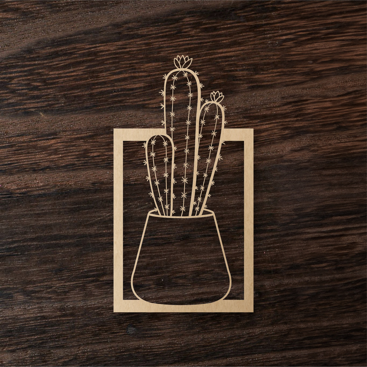 Cactus Wall Art – Minimalist Wooden Plant Decor