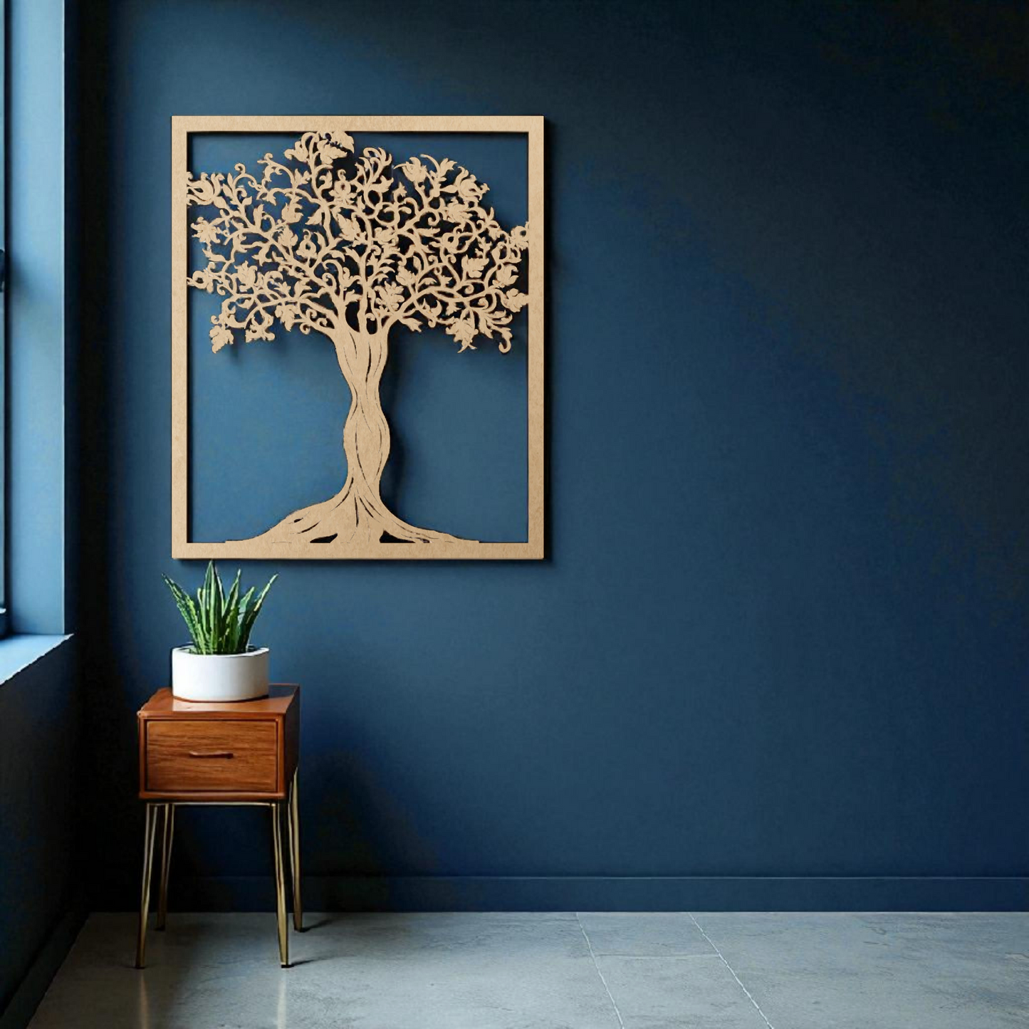 Elegant Laser Cut Oak Tree Wall Art – Nature-Inspired Wooden Panel