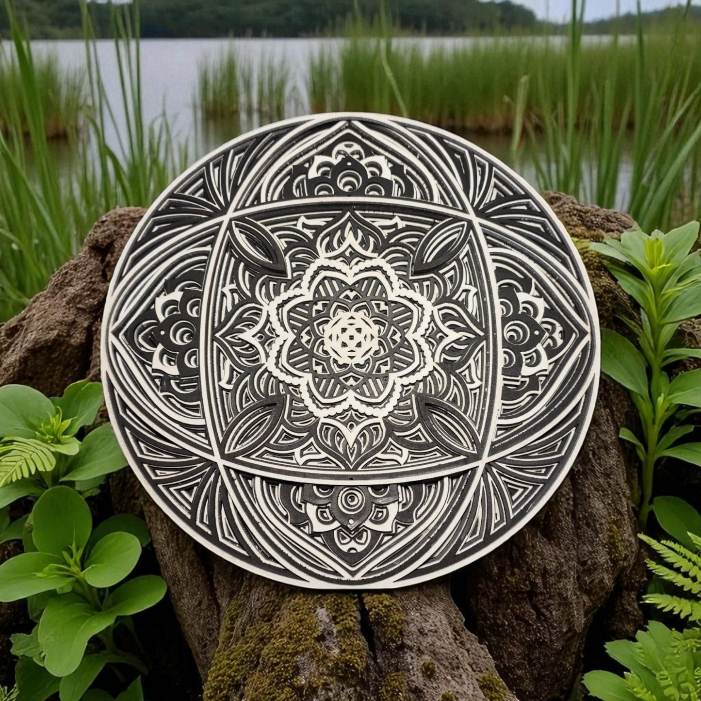 Multi-Layer Round Mandala Wall Art | Black & White Laser Cut Decor