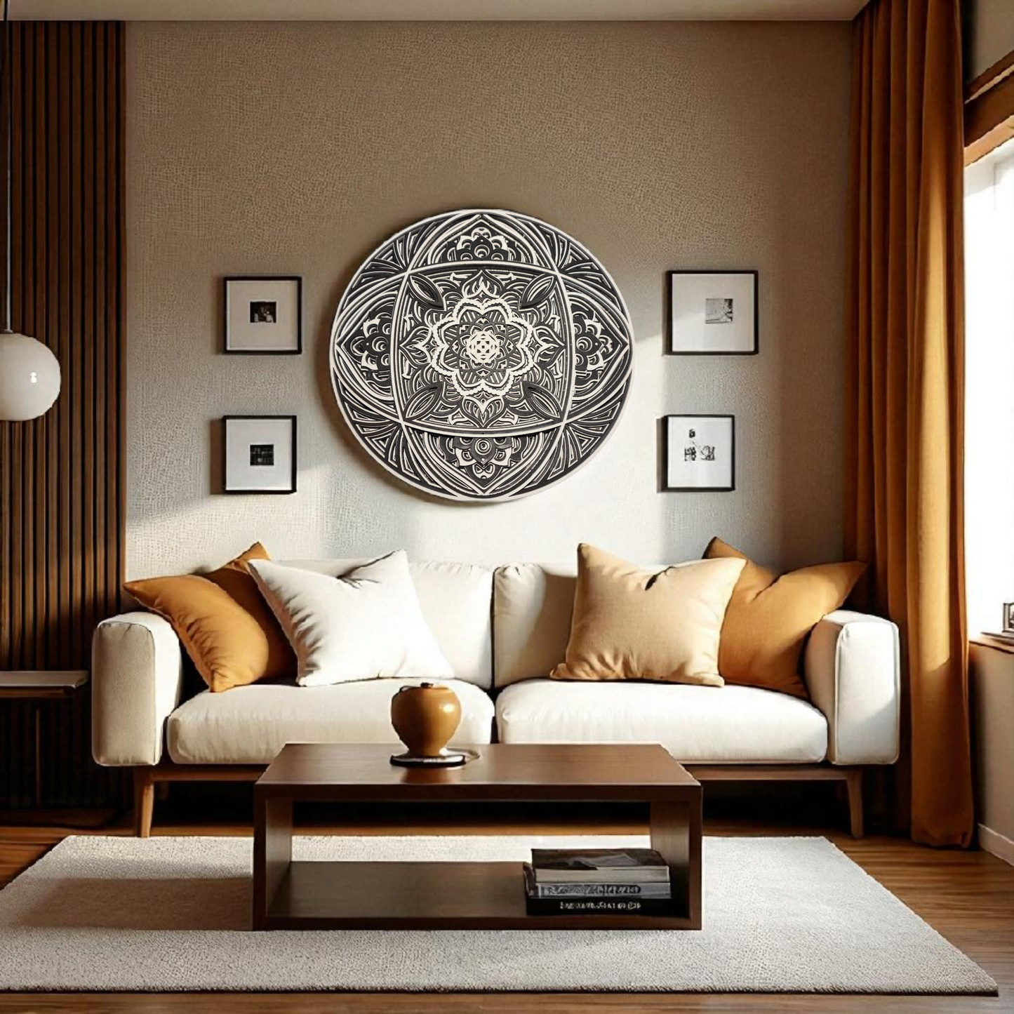 Multi-Layer Round Mandala Wall Art | Black & White Laser Cut Decor