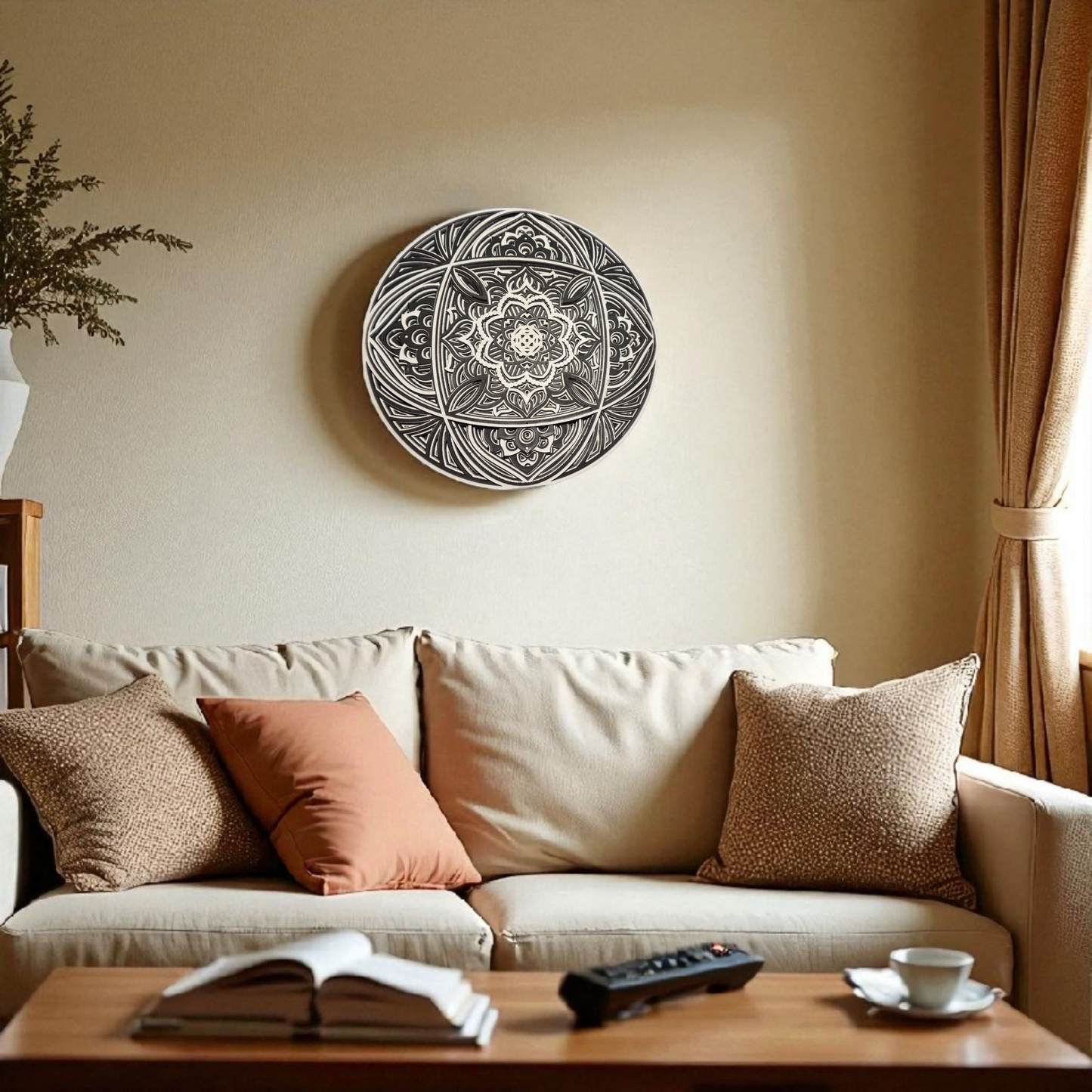 Multi-Layer Round Mandala Wall Art | Black & White Laser Cut Decor