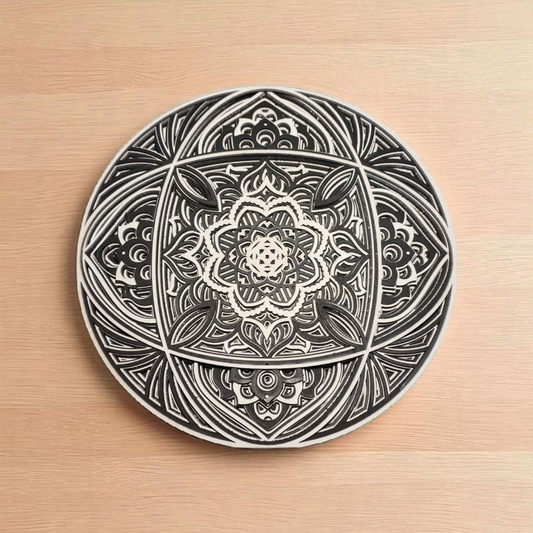 Multi-Layer Round Mandala Wall Art | Black & White Laser Cut Decor