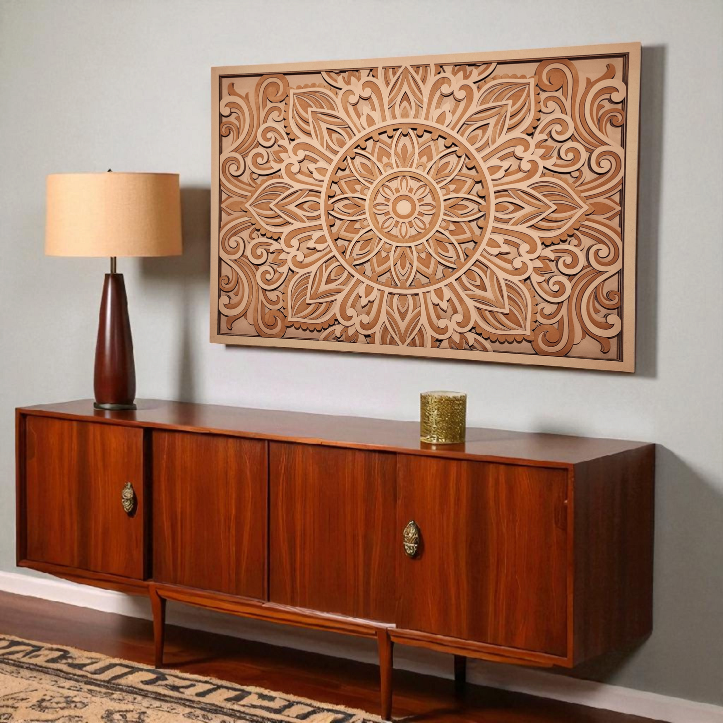 Rustic Multi-Layer Mandala Wall Art| 3D Laser Cut Decorative Piece