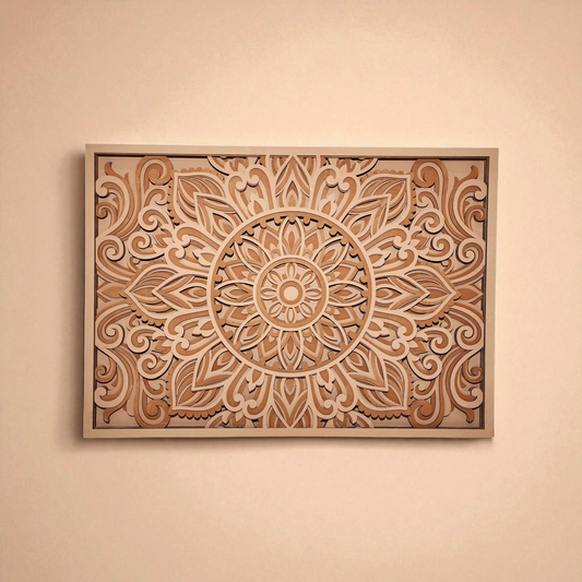 Rustic Multi-Layer Mandala Wall Art| 3D Laser Cut Decorative Piece
