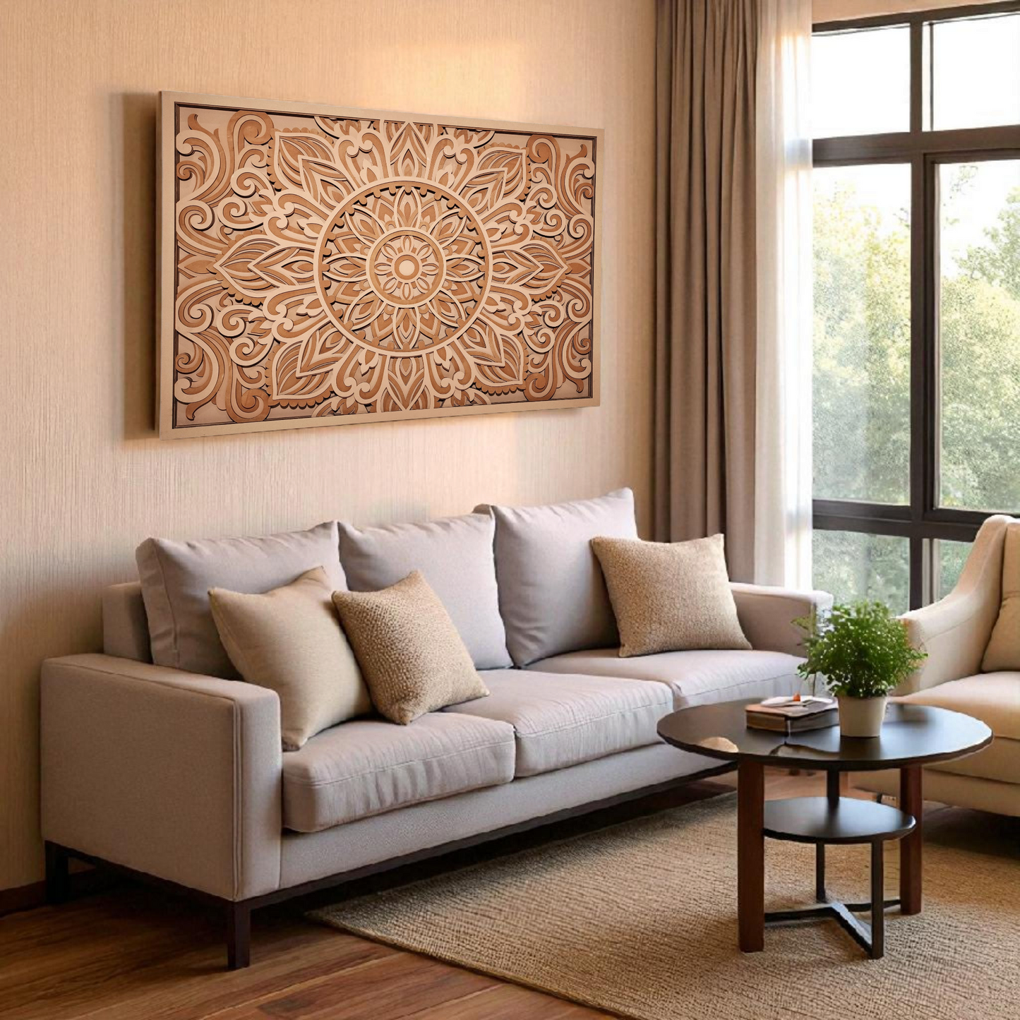 Rustic Multi-Layer Mandala Wall Art| 3D Laser Cut Decorative Piece