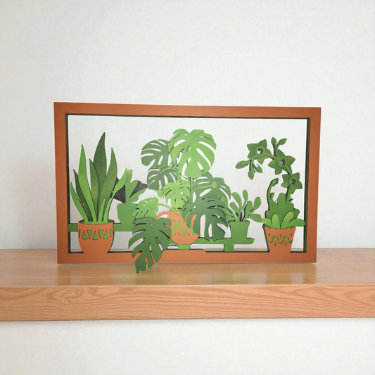 Indoor Plant Shelf – Multilayer Laser Cut Wall Art