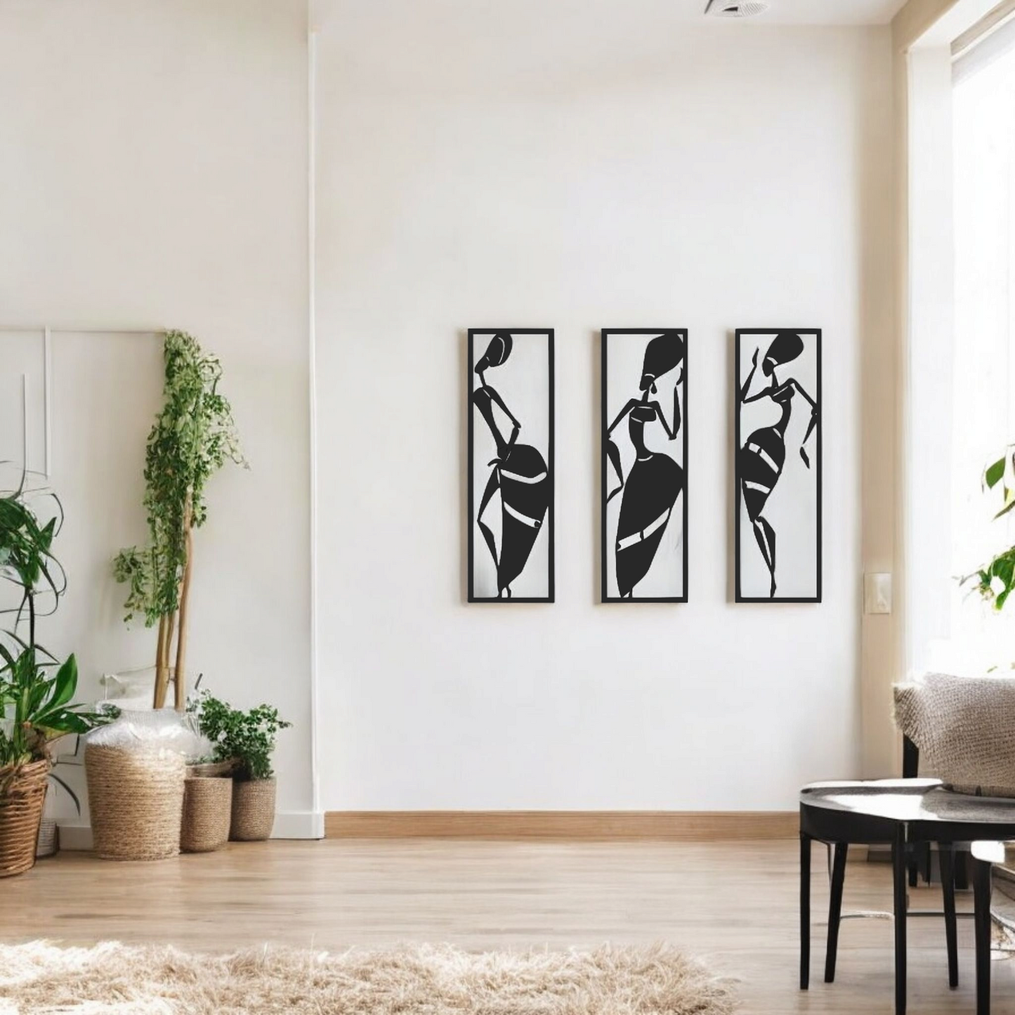 Set of 3 African Tribal Women Wall Panels