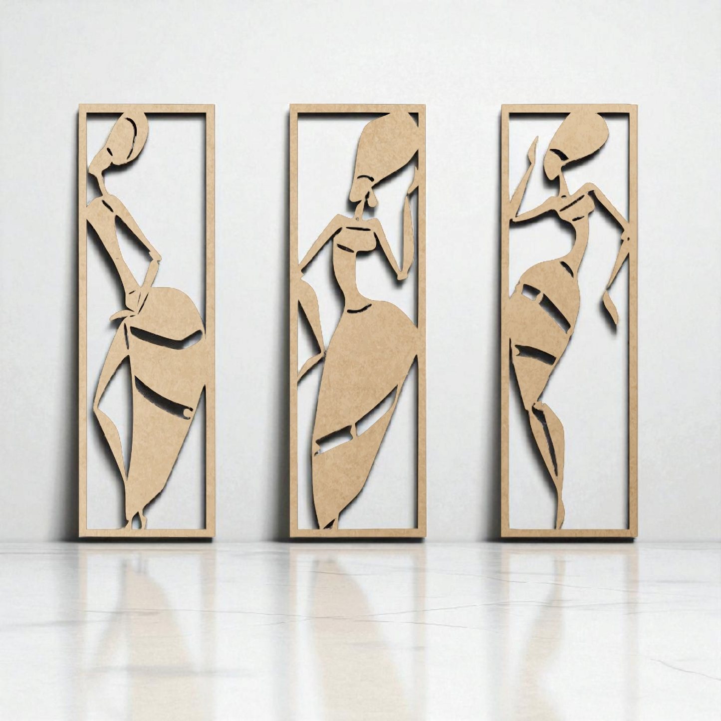 Set of 3 African Tribal Women Wall Panels