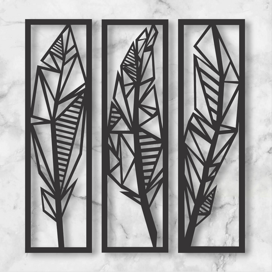Set of 3 Geometric Leaf Wall Panels