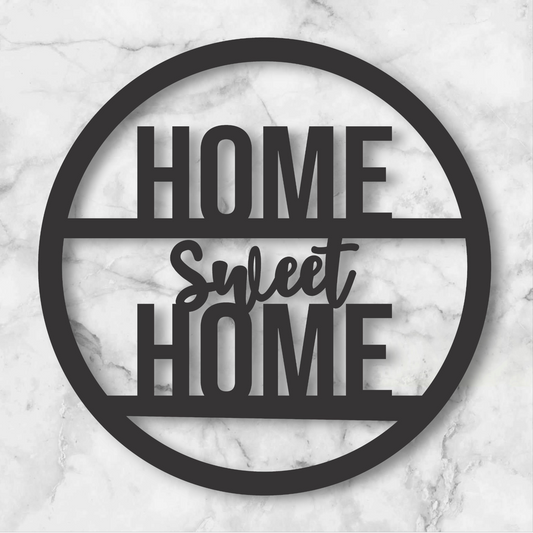 Red Round “Home Sweet Home” Laser Cut Wall Decor