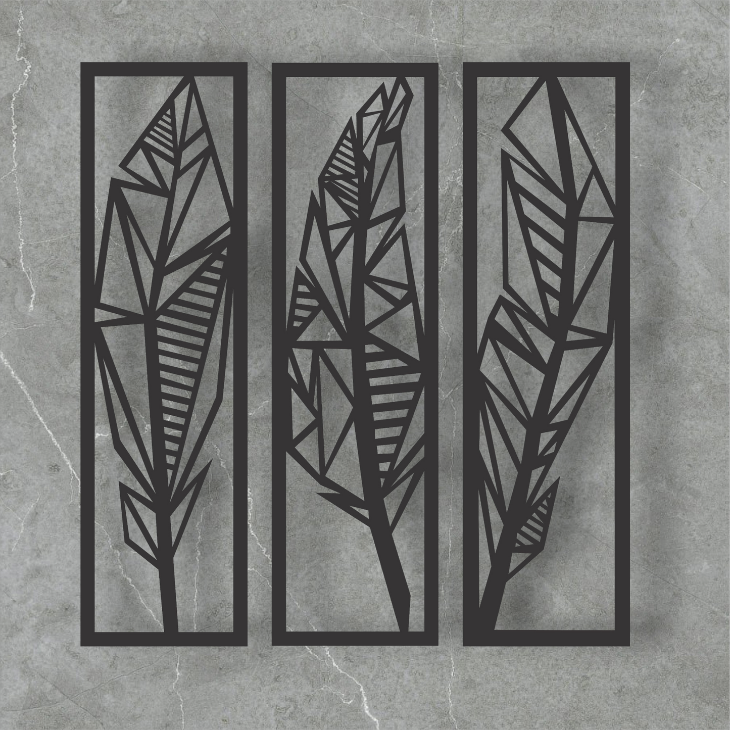 Set of 3 Geometric Leaf Wall Panels