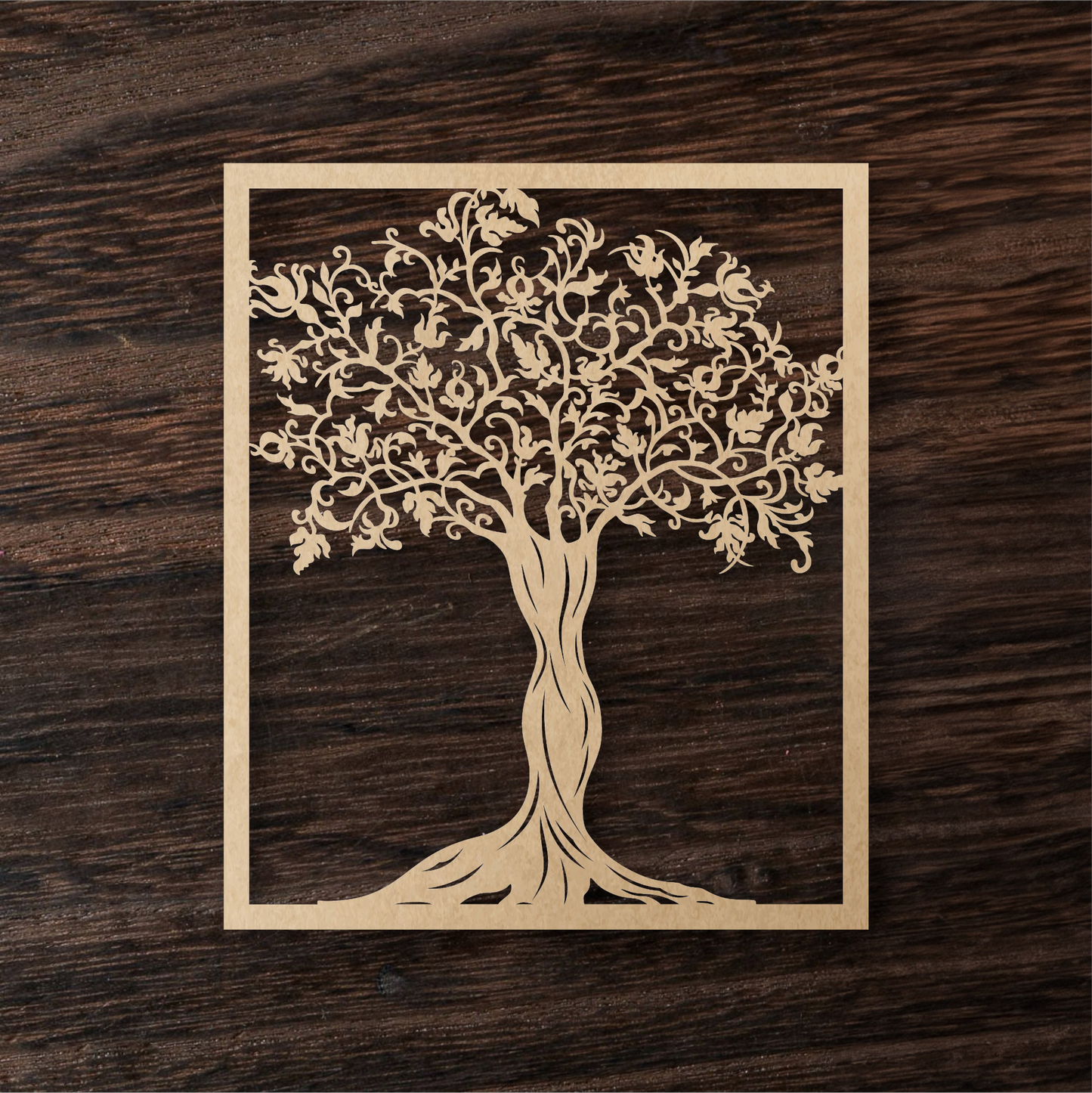 Elegant Laser Cut Oak Tree Wall Art – Nature-Inspired Wooden Panel