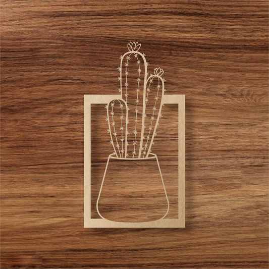 Cactus Wall Art – Minimalist Wooden Plant Decor