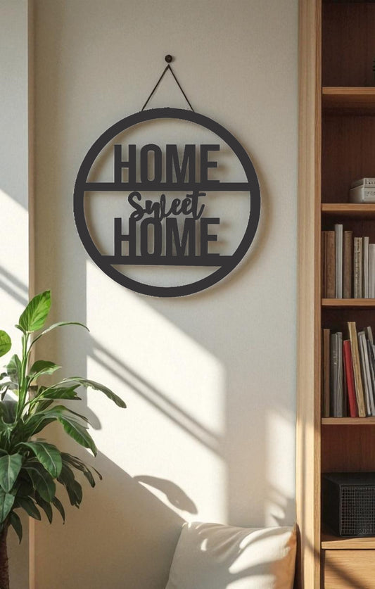 Red Round “Home Sweet Home” Laser Cut Wall Decor